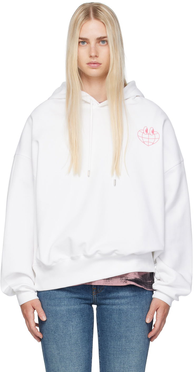Dukserice Moschino Jeans Globe Print Hoodie Bijela | 242K11701