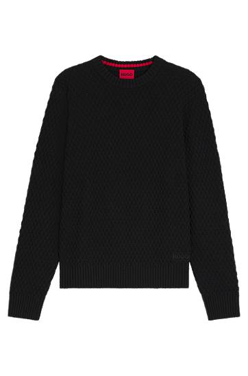 Džemper BOSS Cotton sweater with 3D knit structure Crna | 50546995