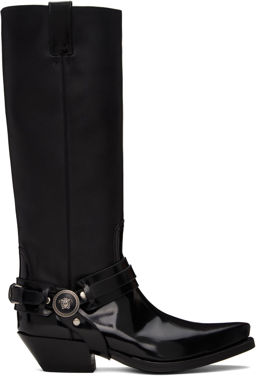 Odjeća Versace Versace Texano Knee-High Boots Crna | 1016746_1A12155_1B00I