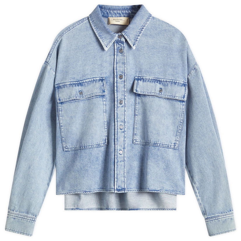 Košulja Max Mara Weekend Max Mara Zemira Cropped Denim Shirt Jacket Plava | 2515111151600