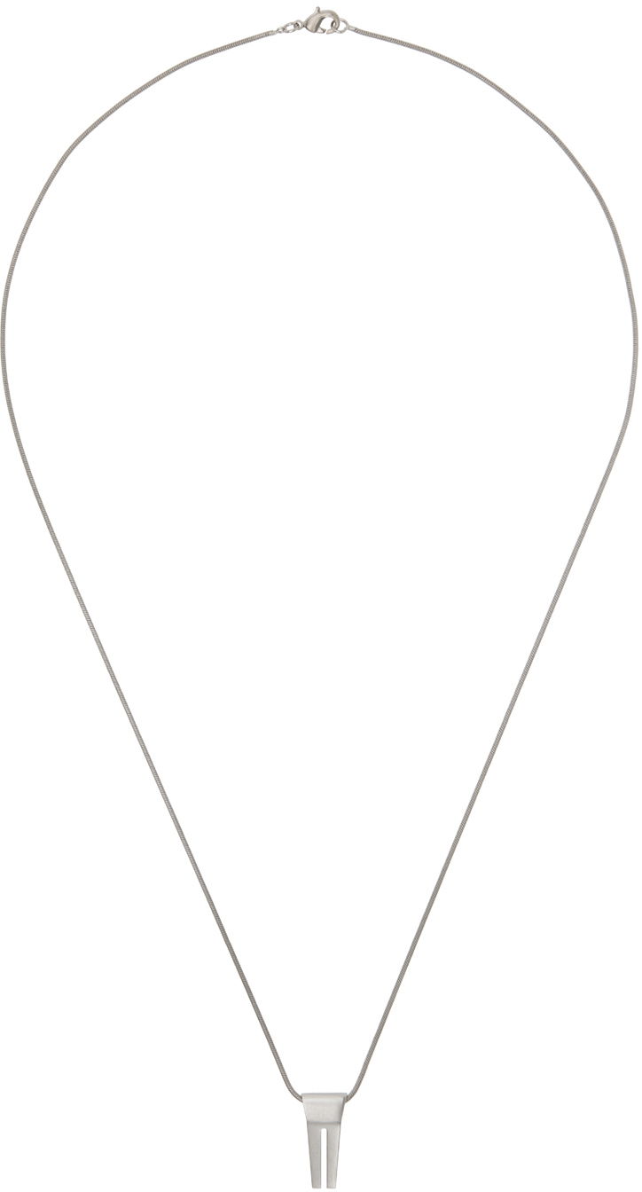 Ogrlica Rick Owens Silver Porterville Mini Open Trunk Charm Necklace Metalik | RJ0000100 MMT