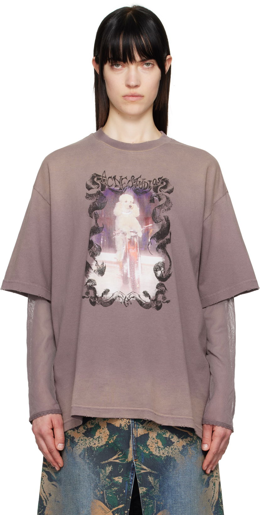 Majica kratkih rukava Acne Studios Acne Studios Layered Poodle Print T-Shirt Ljubičasta | AL0454-