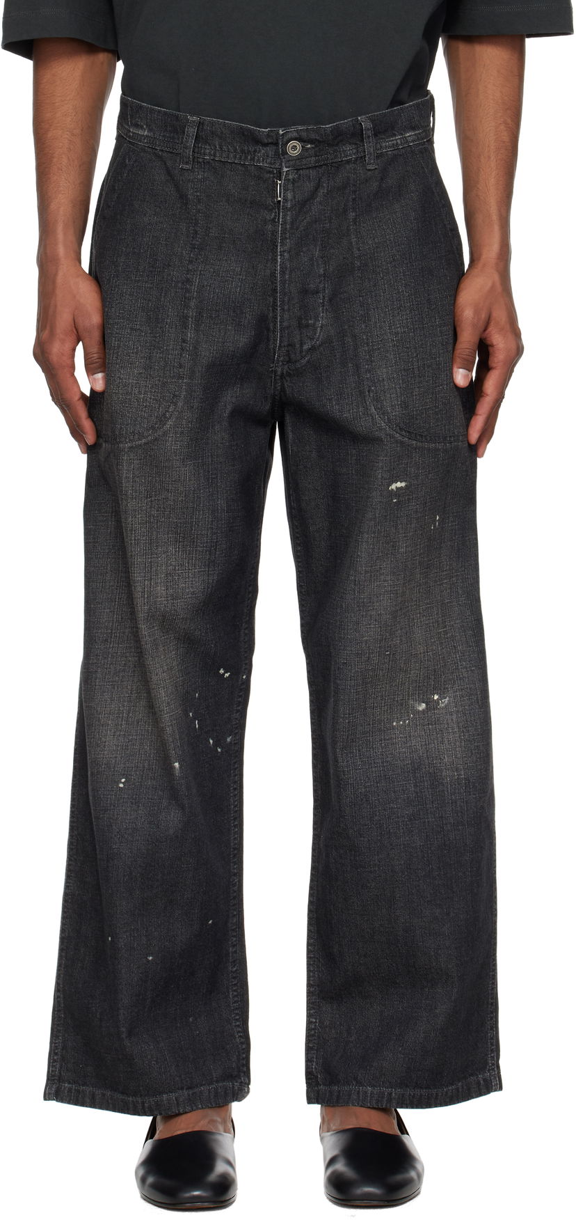 Jeans Maison Margiela Maison Margiela Distressed Wide-Leg Jeans Crna | S50KA0693 M30025