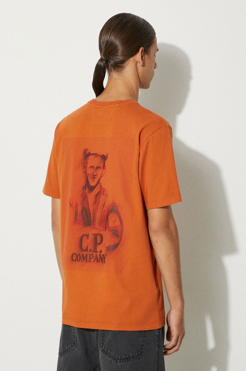 Majica kratkih rukava C.P. Company 24/1 Jersey Pencil Effect Graphics T-Shirt Smeđa | 17CMTS242A005431G