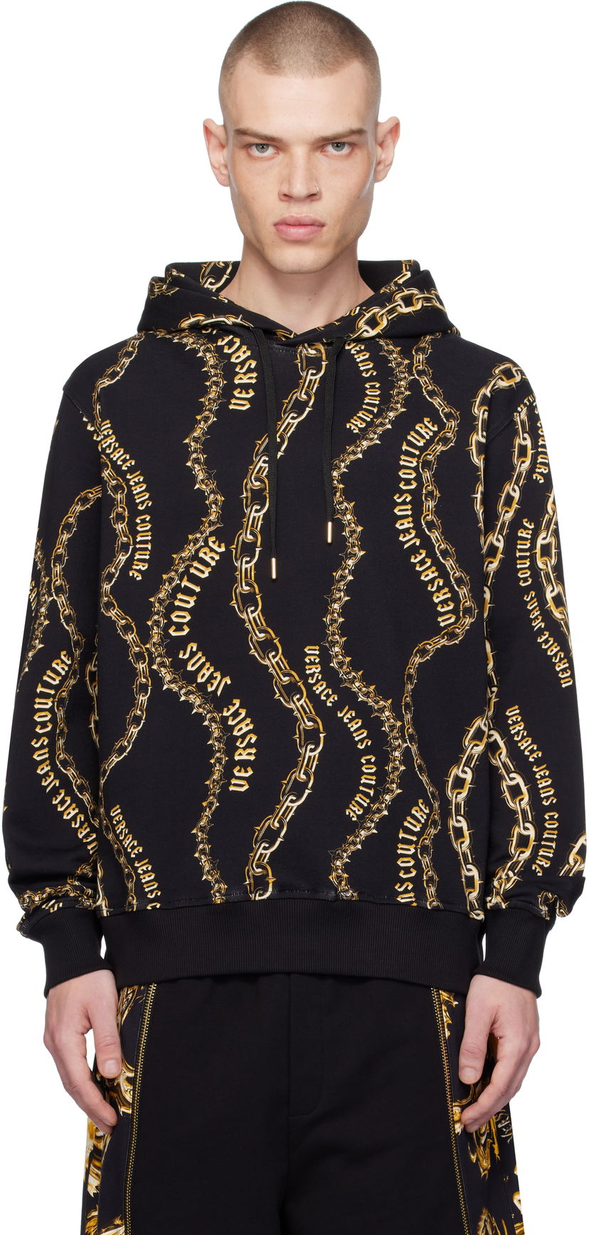 Dukserice Versace Chain Couture Print Hoodie Crna | E77GAI3H0_EFS160