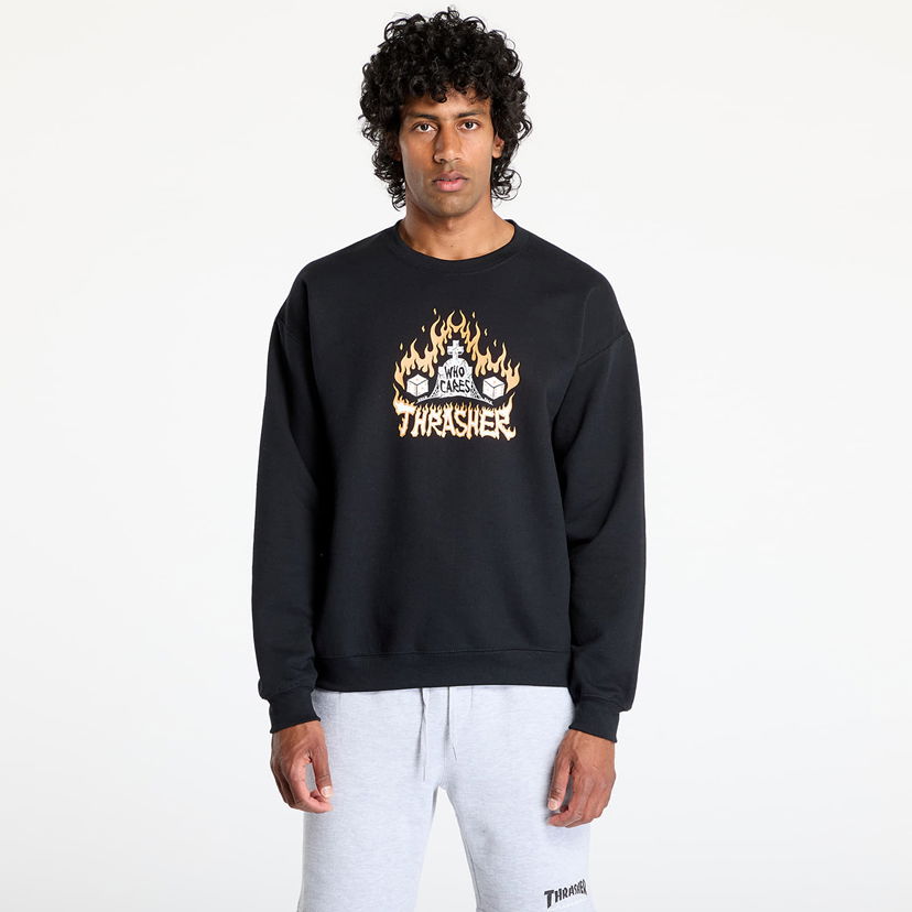 Dukserice Thrasher Thrasher Who Cares by Neckface Crewneck Sweatshirt Crna | 145708