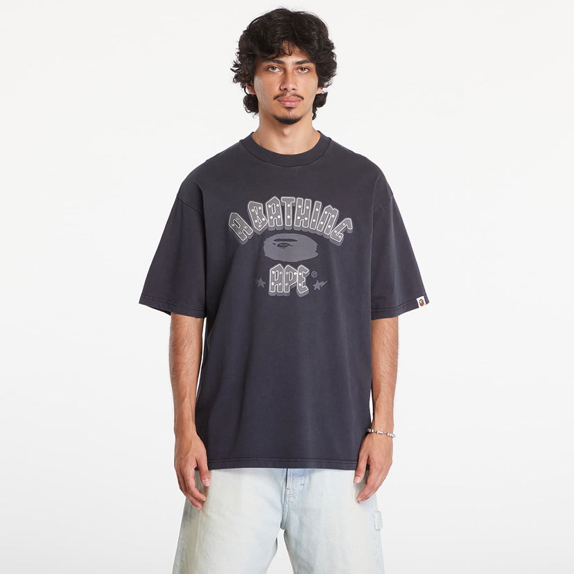 Majica kratkih rukava BAPE A BATHING APE Garment Dye Rhinestone Logo Relaxed Fit Short Sleeve Tee Charcoal Siva | 001CSK801312M CHA