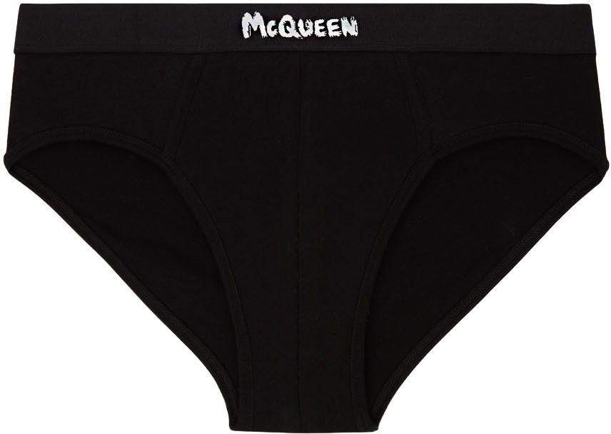 Donje rublje i čarape Alexander McQueen Alexander McQueen Graffiti Briefs Crna | 7107514112Q, 0