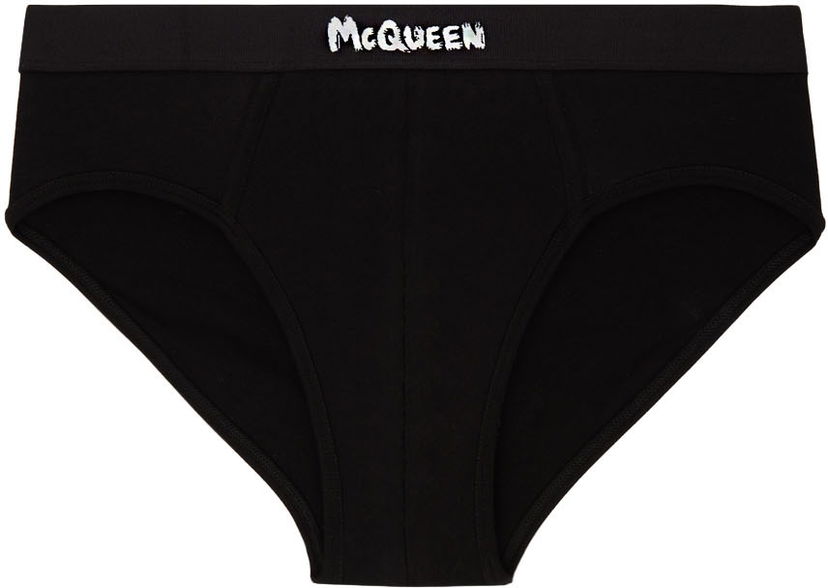 Donje rublje i čarape Alexander McQueen Alexander McQueen Graffiti Briefs Crna | 7107514112Q