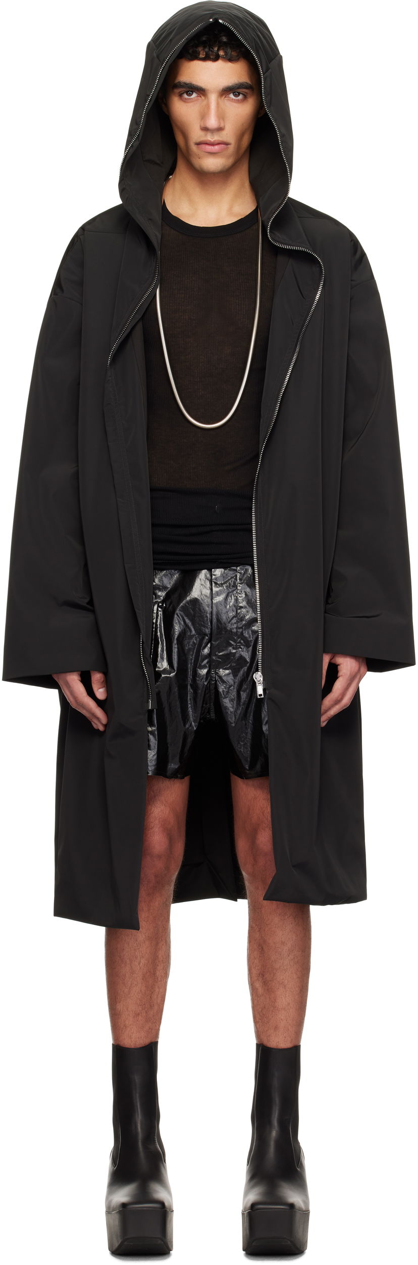 Kabanica Rick Owens Rick Owens Hooded Gimp Coat Crna | RU01E5969 MB