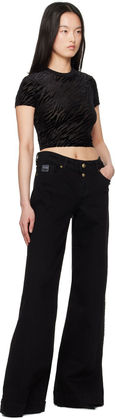 Crop top Versace Versace Jeans Couture Zebra Devoré Crop T-Shirt Crna | E78HAH602_EJ0191, 3