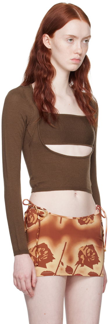 Džemper Miaou Miaou Delphine Cutout Crop Sweater Smeđa | 7104FFKCHE, 1