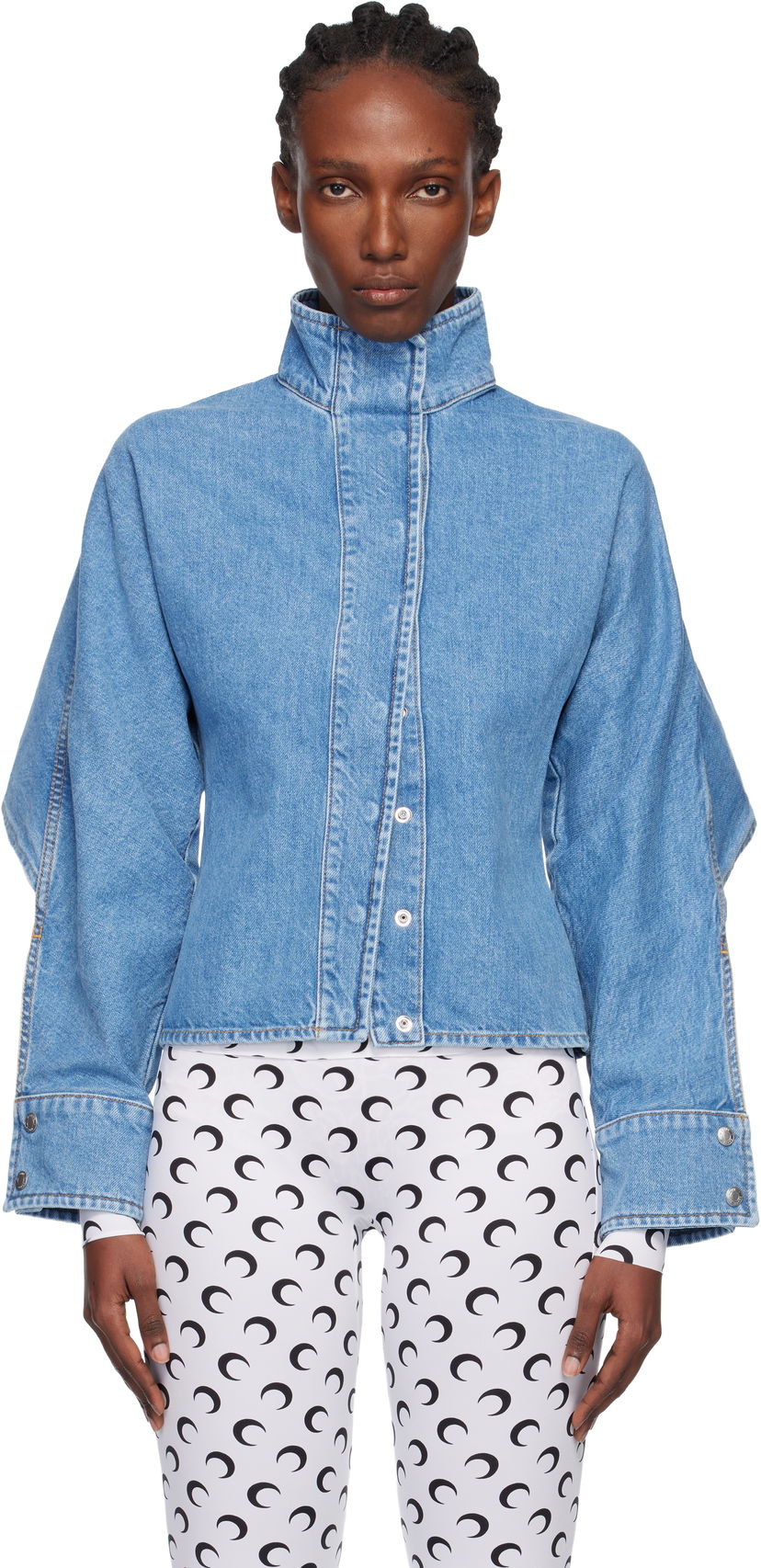 Jakna Marine Serre Moon Laser Wash Long Sleeve Denim Jacket Plava | WSI033ACDEN0002