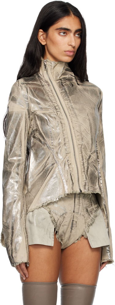 Jakna Rick Owens Concordians Naska Gary Metallic Crinkled Denim Jacket Metalik | DS02E7703 SDPF, 1