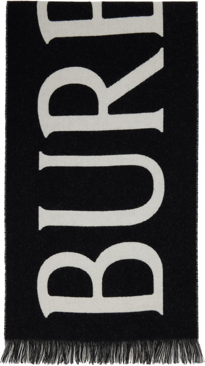 Šal Burberry Burberry Text Wool Scarf Crna | 8109563