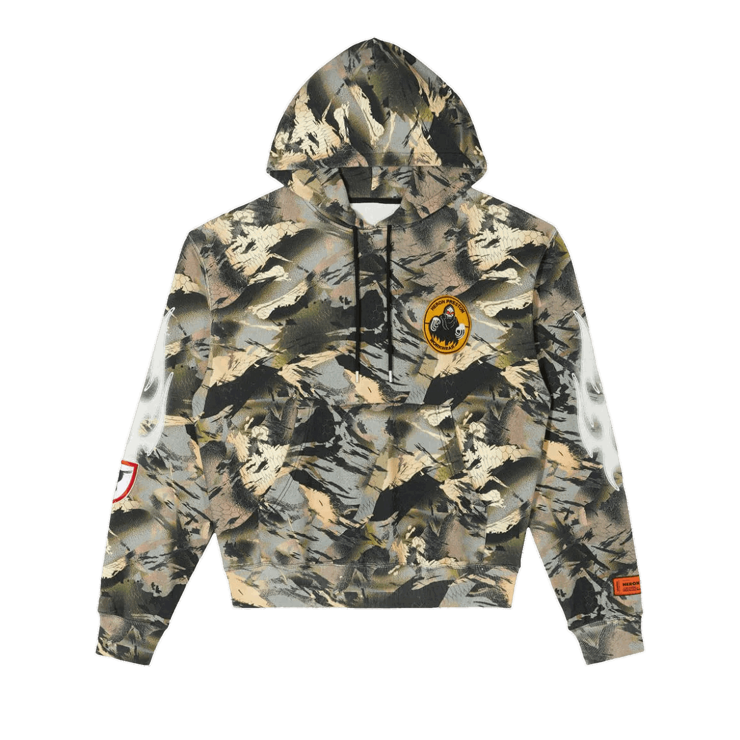 Dukserice HERON PRESTON Camo Flaming Hoodie Zelena | HMBB017S22JER0025901, 0