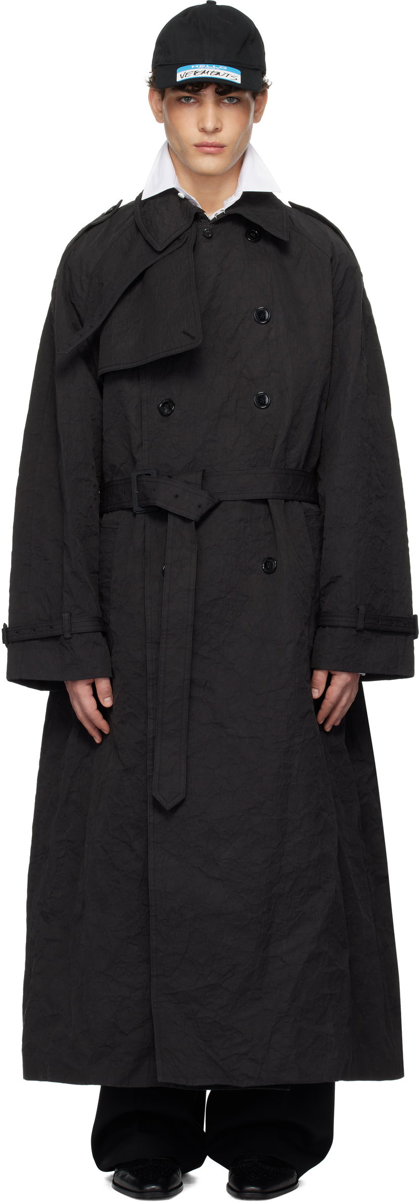 Trenčkot VETEMENTS Metalized Wrinkled Trench Coat Crna | UA66CO100B