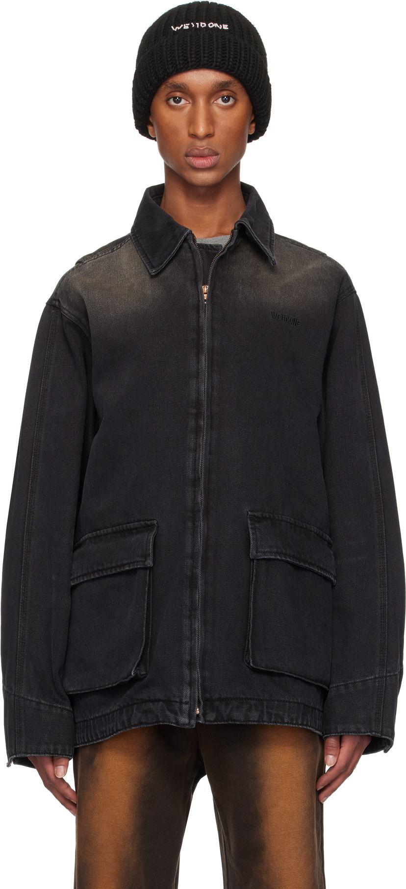 Kapica We11done We11done Classic Washed Denim Jacket Crna | WD-DJ3-24-334-U-BK