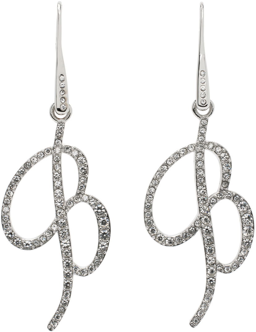 Naušnice Blumarine Blumarine Crystal Logo Pendant Earrings Metalik | P422W260A
