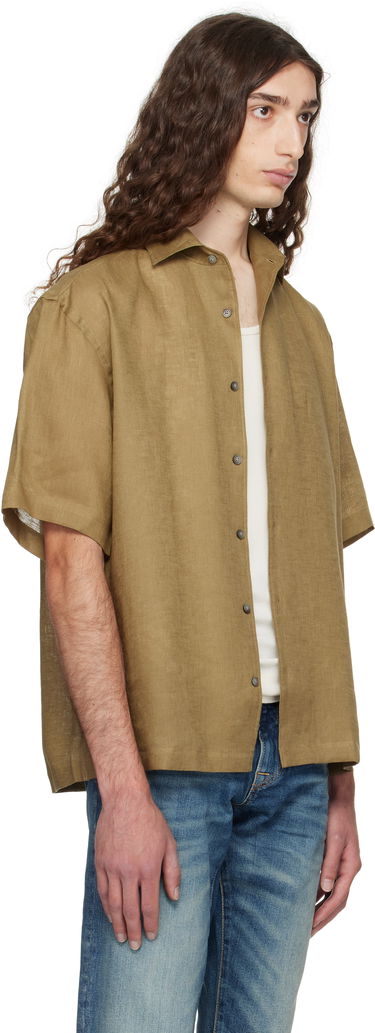 Košulja BOSS BECKHAM x BOSS Relaxed-Fit Linen Shirt Smeđa | 50549180, 2