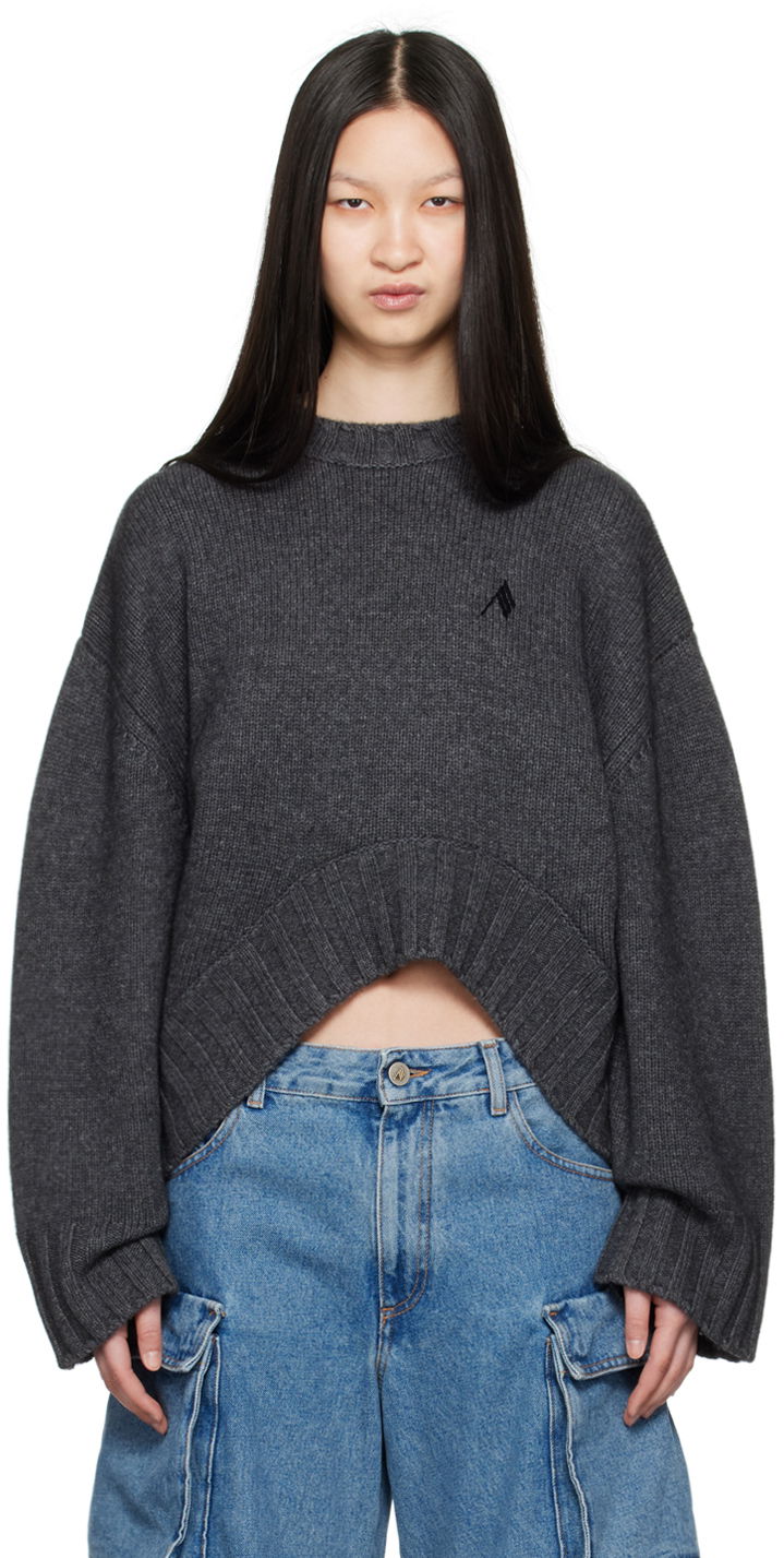 Džemper The Attico Attico Embroidered Cropped Sweater Siva | 248WCK107 KW046