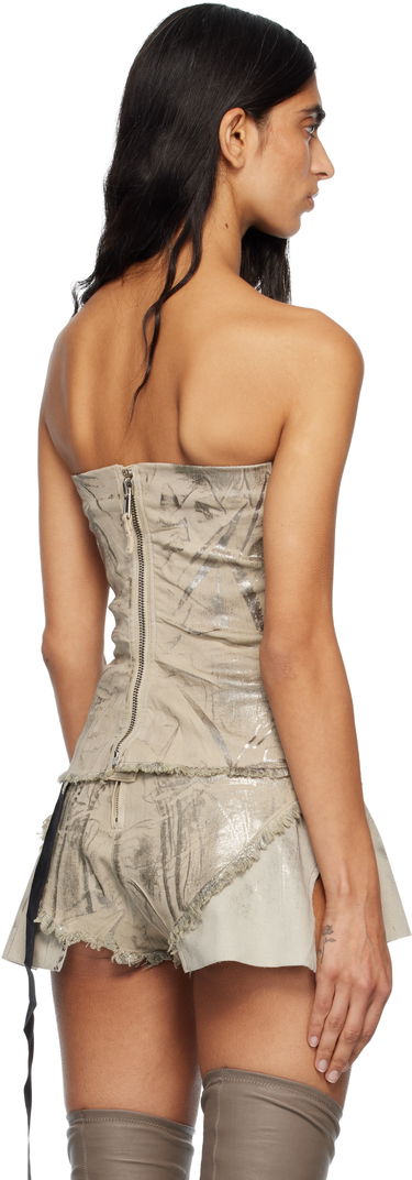 Crop top Rick Owens Rick Owens DRKSHDW Concordians Strapless Metallic Bustier Denim Top Bež | DS02E7129 SDPF, 2