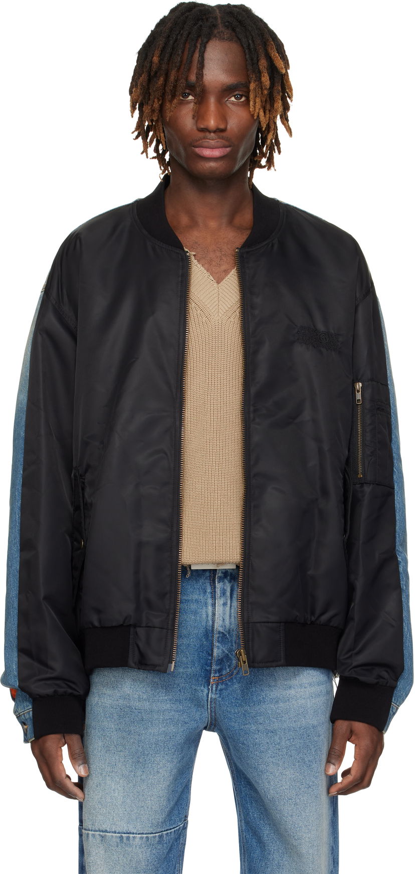 Bomber jakna Maison Margiela MM6 Maison Margiela Sports Denim Bomber Jacket Crna | SH0AM0044 MTN038