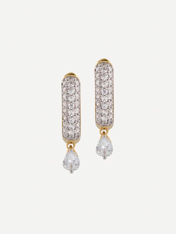 Naušnice GUESS Sparkling Rectangle Drop Earrings Bijela | JSBE04506JW