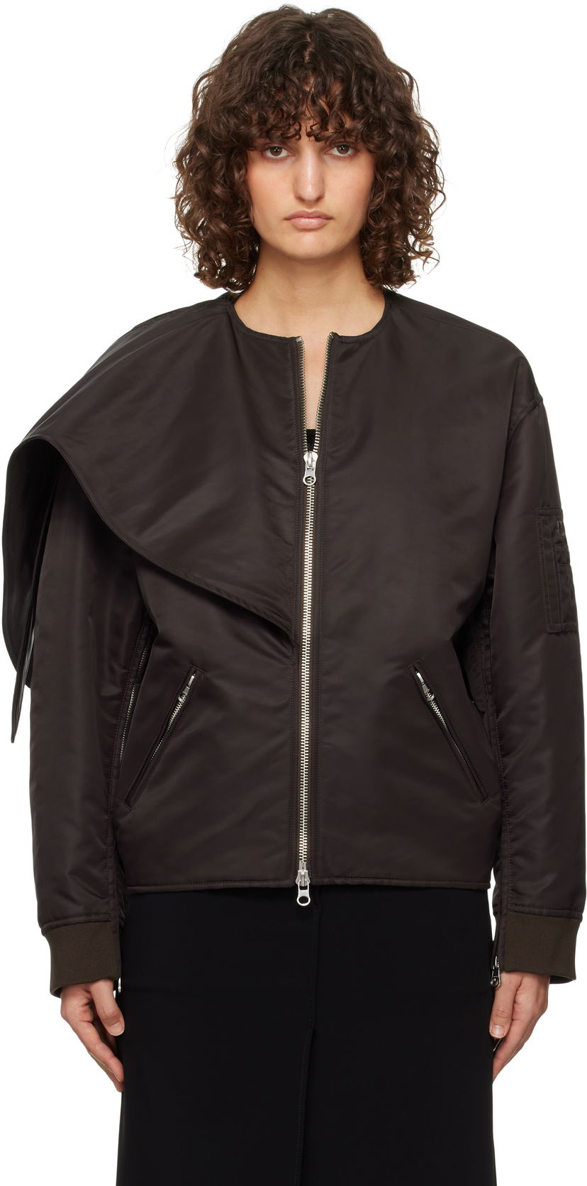 Bomber jakna Courrèges Courrèges Bow Collar Bomber Jacket Crna | 424CBL218NY0020