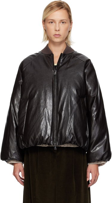 Pernata jakna Max Mara Potente Faux-Leather Down Jacket Smeđa | 2525486042600, 0