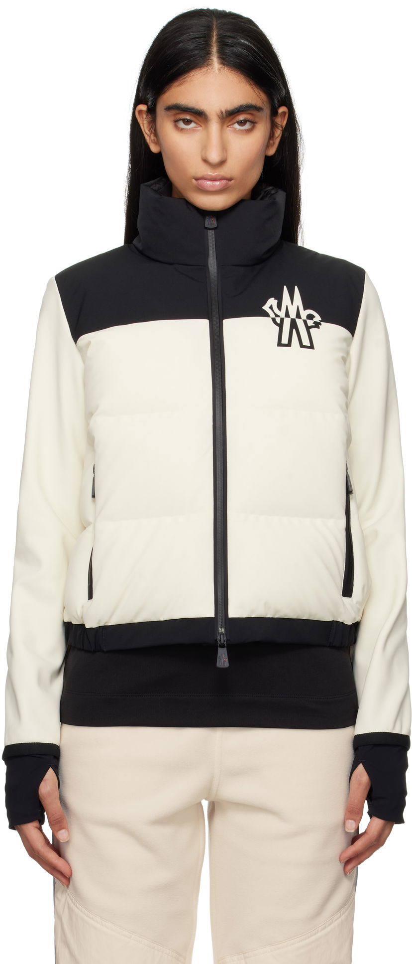 Pernata jakna Moncler Maglia Cropped Down Puffer Jacket Bijela | 8G00012-80280