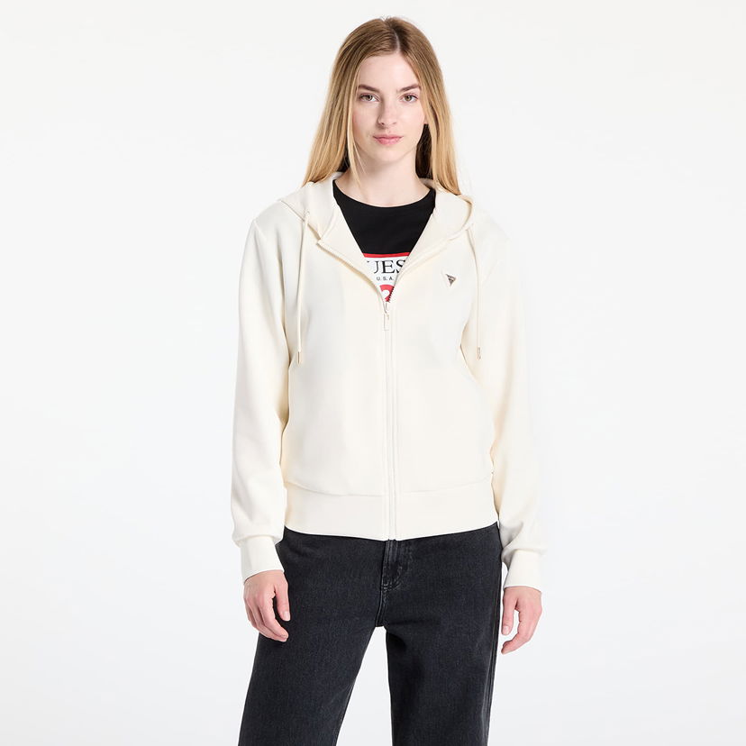 Dukserice GUESS GUESS Olympe Full Zip Hoodie Bijela | V4YQ06KCAY2-G6K5
