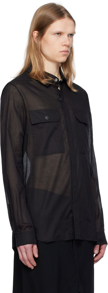 Košulja Rick Owens Hollywood Silk Gazar Overshirt Crna | RU01E5236 SG, 4