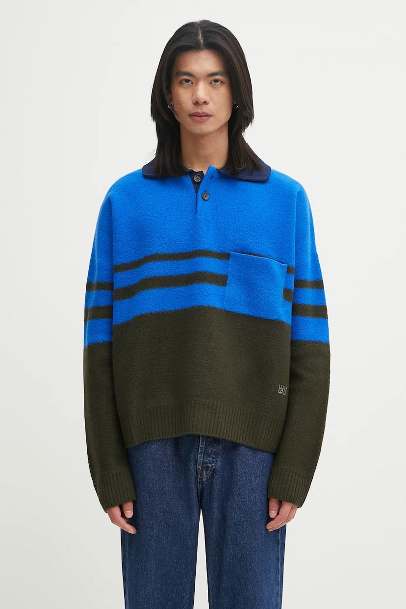 Džemper Wales Bonner Wales Bonner Calm Polo Sweater Plava | UA25KN15.WO15.750