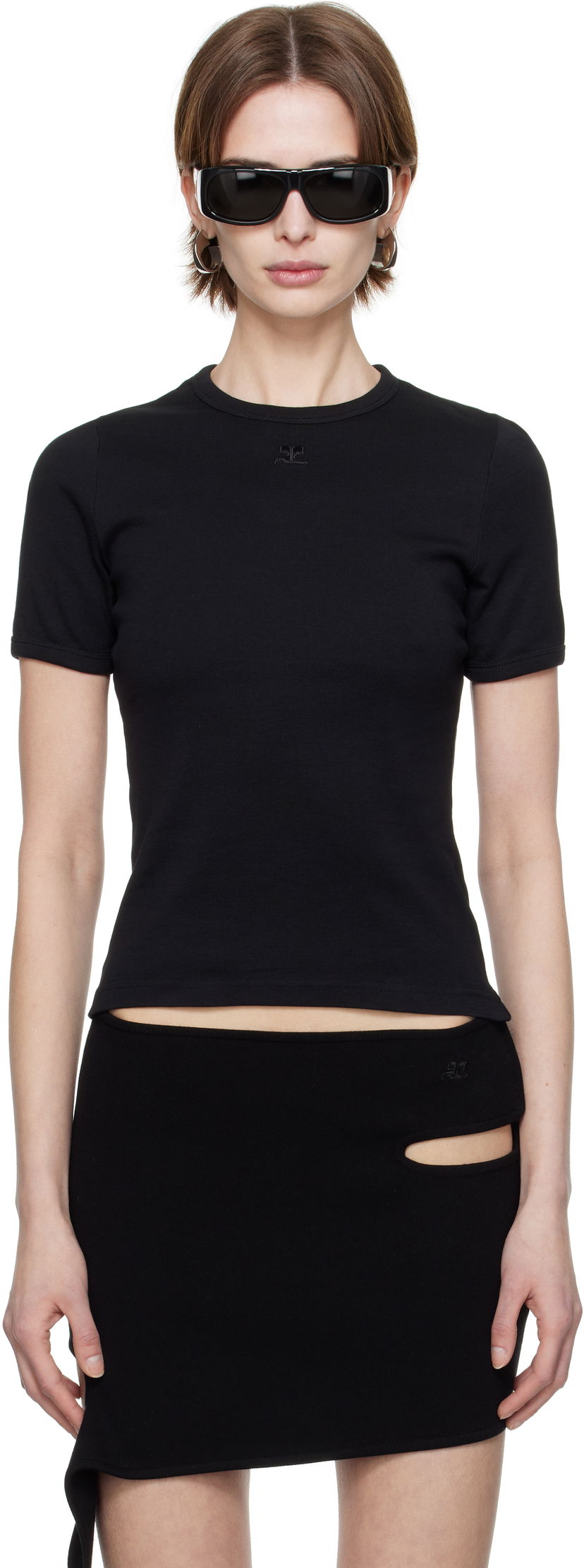 Majica kratkih rukava Courrèges Courrèges Heritage Slim-Fit T-Shirt Crna | 125JTS017JS0203