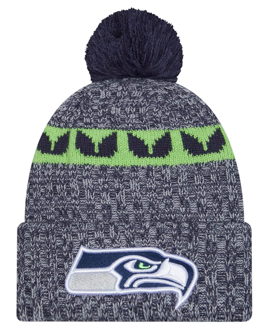 Kapica New Era New Era Seattle Seahawks Knit Beanie with Pom Siva | 60407601-60407601