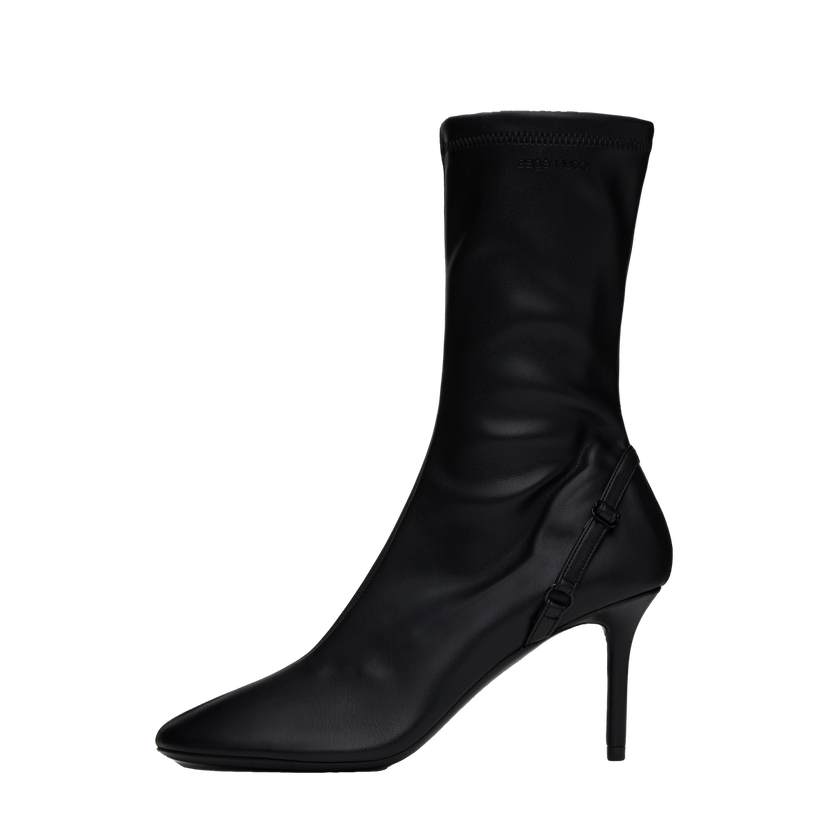 Tenisice i cipele Courrèges Stretch Faux Leather Ankle Boots with Oblique Detail Crna | 424SAB030PL0128