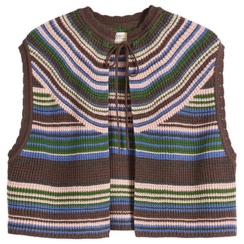 Prsluk BEAMS Beams Boy Multi Stripe Knit Vest Smeđa | 1305-0149-126-28