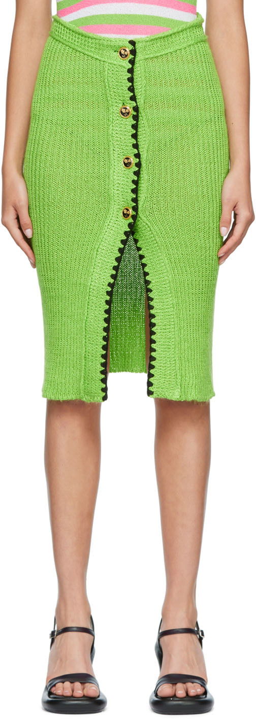 Suknja CORMIO Knit Midi Skirt With Front Slit Zelena | LAURA SKIRT