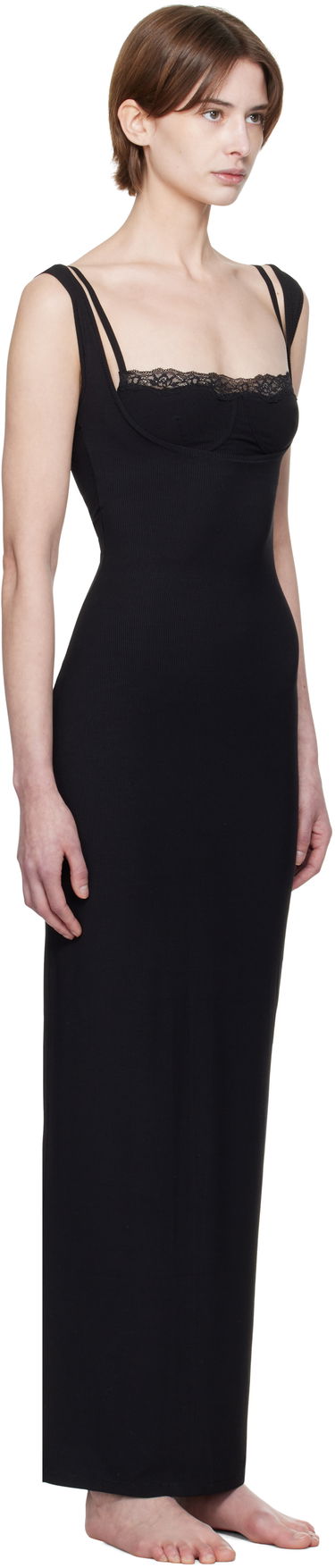 Haljina SKIMS SKIMS Soft Lounge Lace Tank Maxi Dress Crna | DR-MAX-4893, 1
