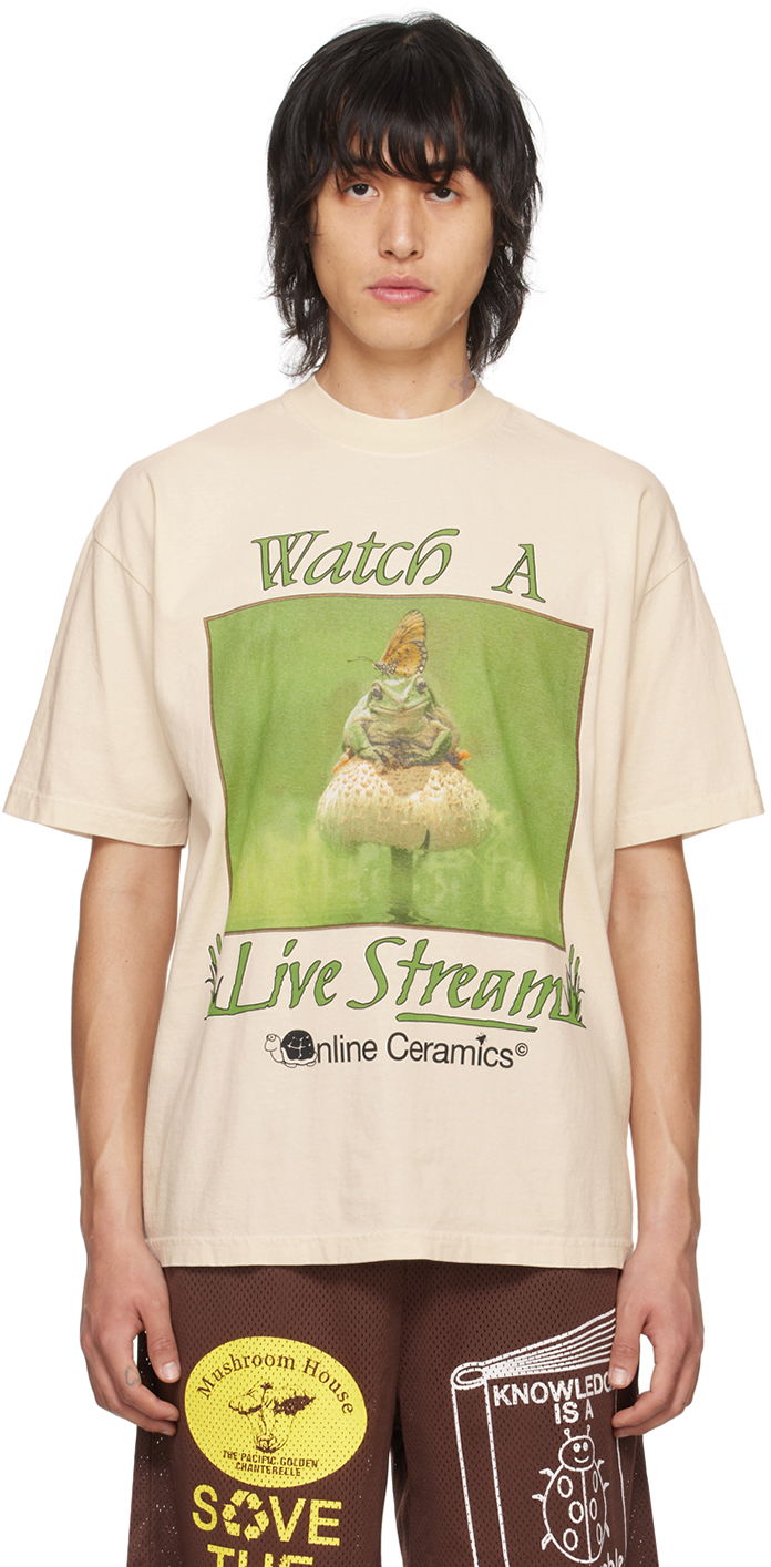 Majica kratkih rukava Online Ceramics Beige Watch A Live Stream T-Shirt Bež | Tan Watch A Live Stream SS Tee, 0