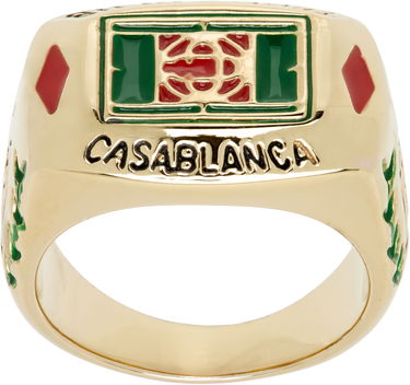 Prsten Casablanca Gold Tone Tennis Club Enamel Signet Ring Metalik | APF25-JW-087-01, 3