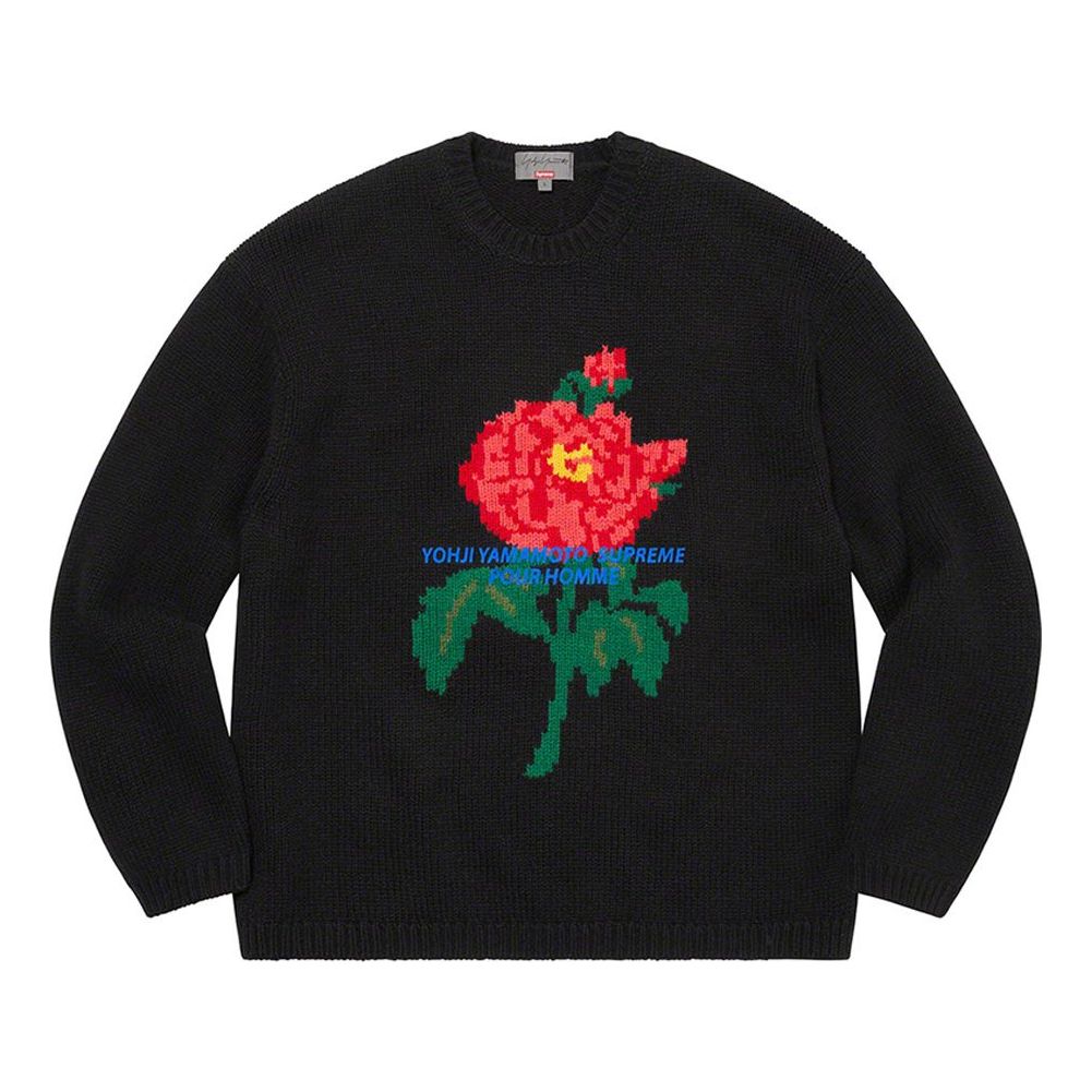 Džemper Supreme Yohji Yamamoto x Knit Sweater with Rose Embroidery Crna | SUP-FW20-097, 0