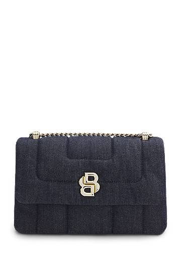 Torba za rame BOSS Balenciaga Quilted Denim Shoulder Bag with Double B Monogram Plava | 50542064