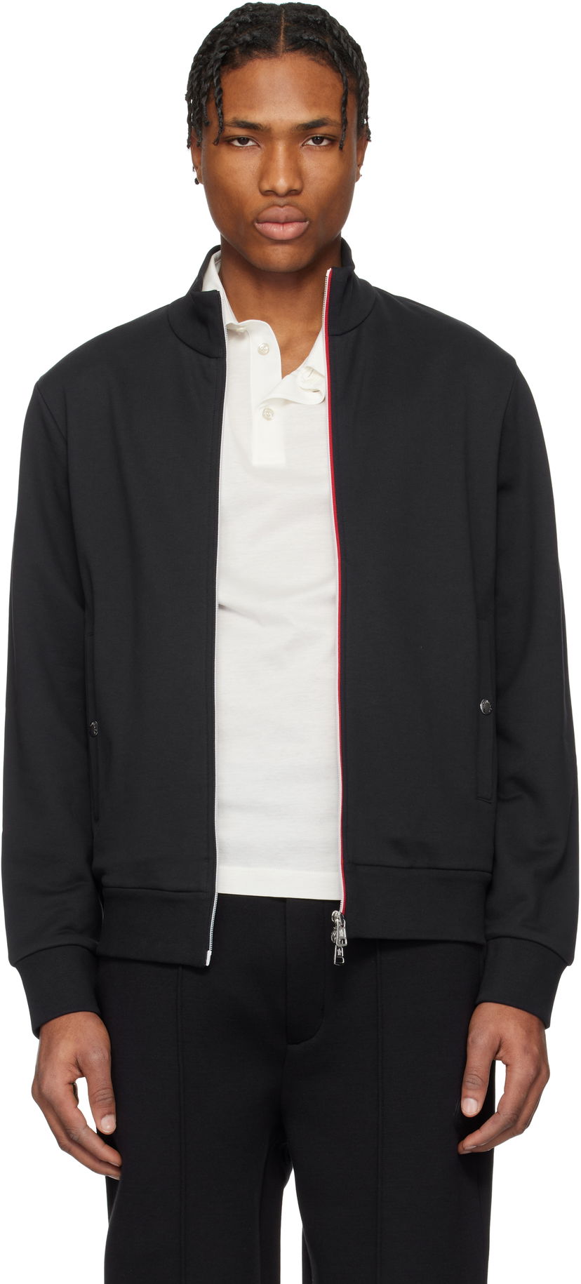 Jakna Moncler Moncler Tricolor-Trimmed Cotton Zip-Up Sweatshirt Crna | K10918G00072809KR