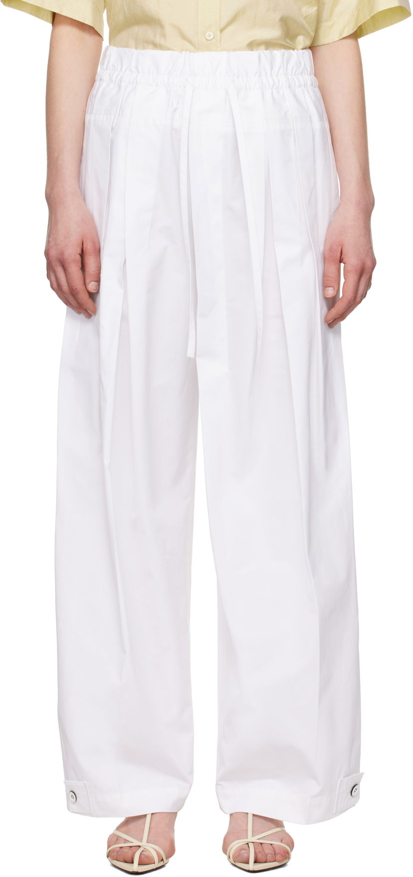 Hlače Jil Sander Jil Sander Wide-Leg Trousers Bijela | J02KA0221_J45002