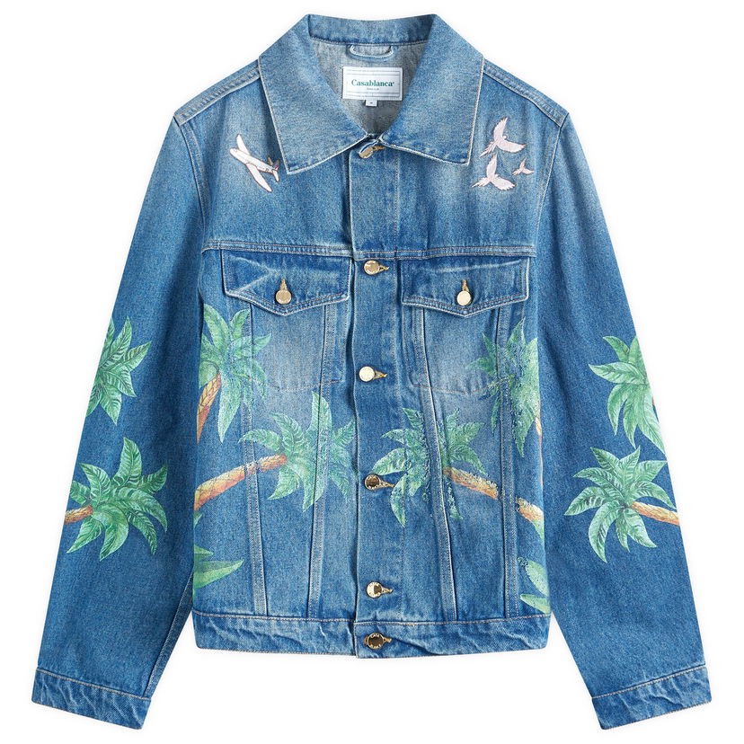 Jakna Casablanca Tennis Club Print Embroidered Denim Jacket Plava | MPF24-JK-310-01