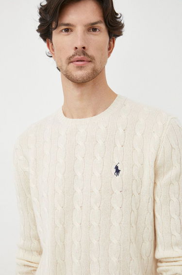Džemper Polo by Ralph Lauren Logo Embroidered Cable Knit Jumper Bež | 710876762010, 4