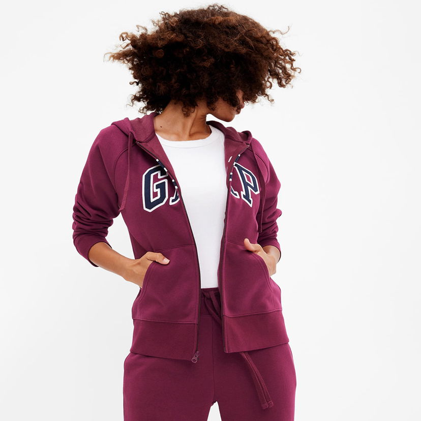 Dukserice GAP Fullzip Logo Hoodie Ruby Wine Tamnocrvena | 463503-00