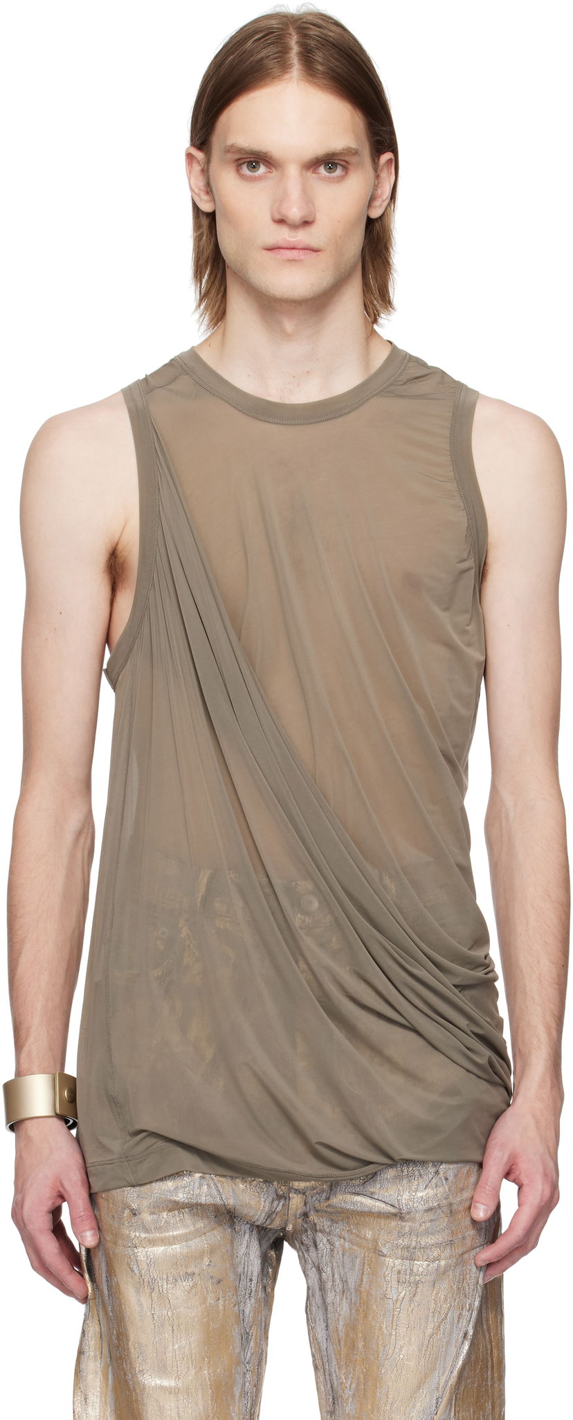 Majica bez rukava Rick Owens Rick Owens Hollywood Anthem Draped Tank Top Zelena | RR01E5152 BZ